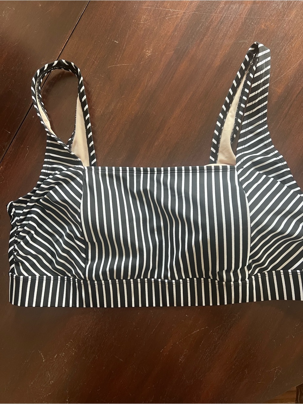 Kona Sol Black & White Striped Swim Top size 24
